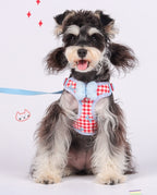 New style pet leash with bow, checkered pattern, Korean style, specially designed for small dogs, explosion-proof.