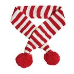 Christmas Knitted Reindeer Striped Pom-Pom Pet Scarf for Cats, Dogs, and Teddy Bears