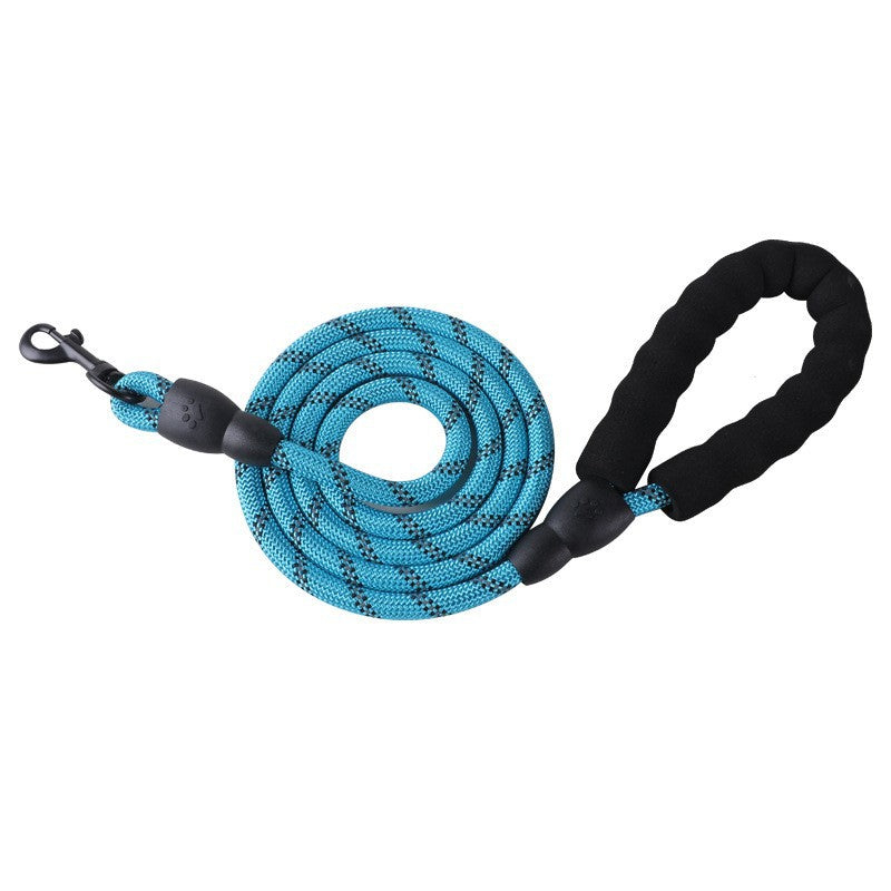 Pet supplies reflective leash, multi-colored nylon round rope, large and medium-sized explosion-proof dog leash, foam handle leash