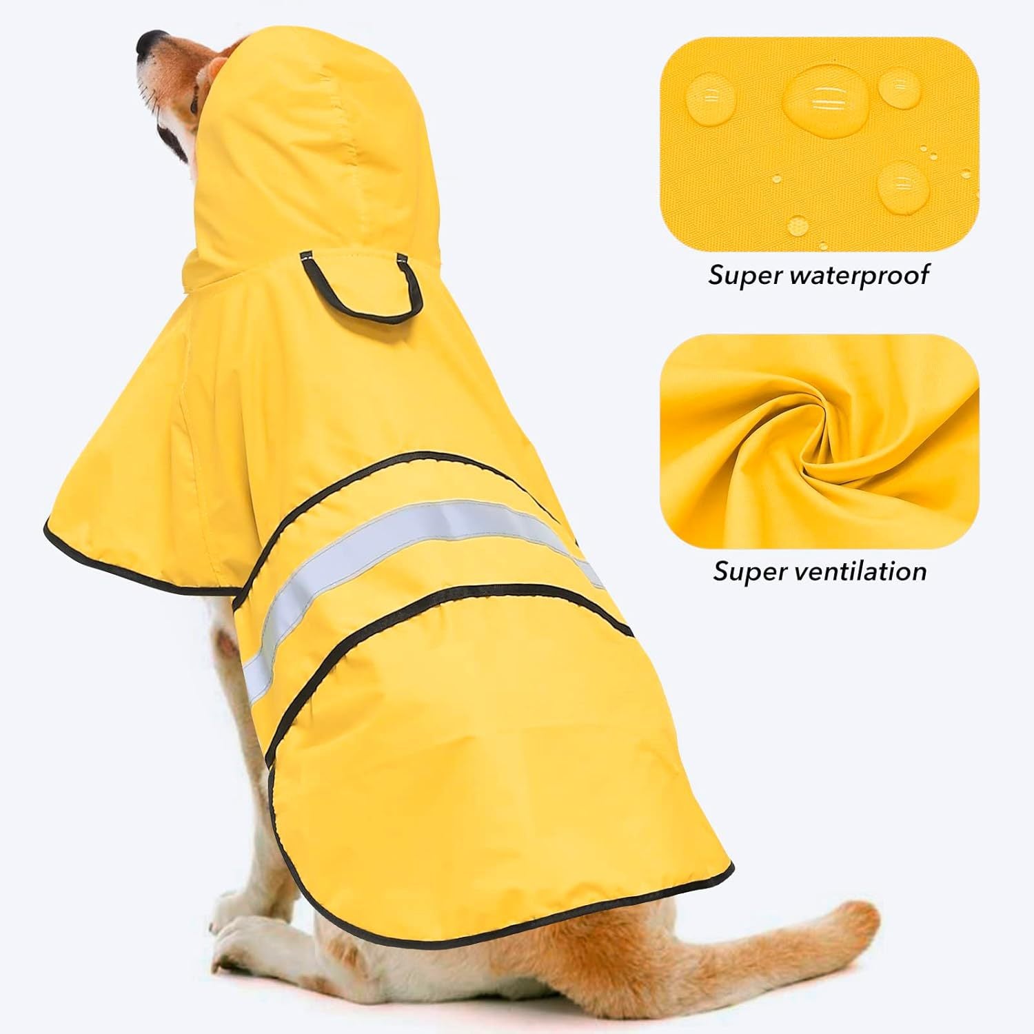 Waterproof, thickened reflective raincoat, large and small dog raincoat, Kefie raincoat