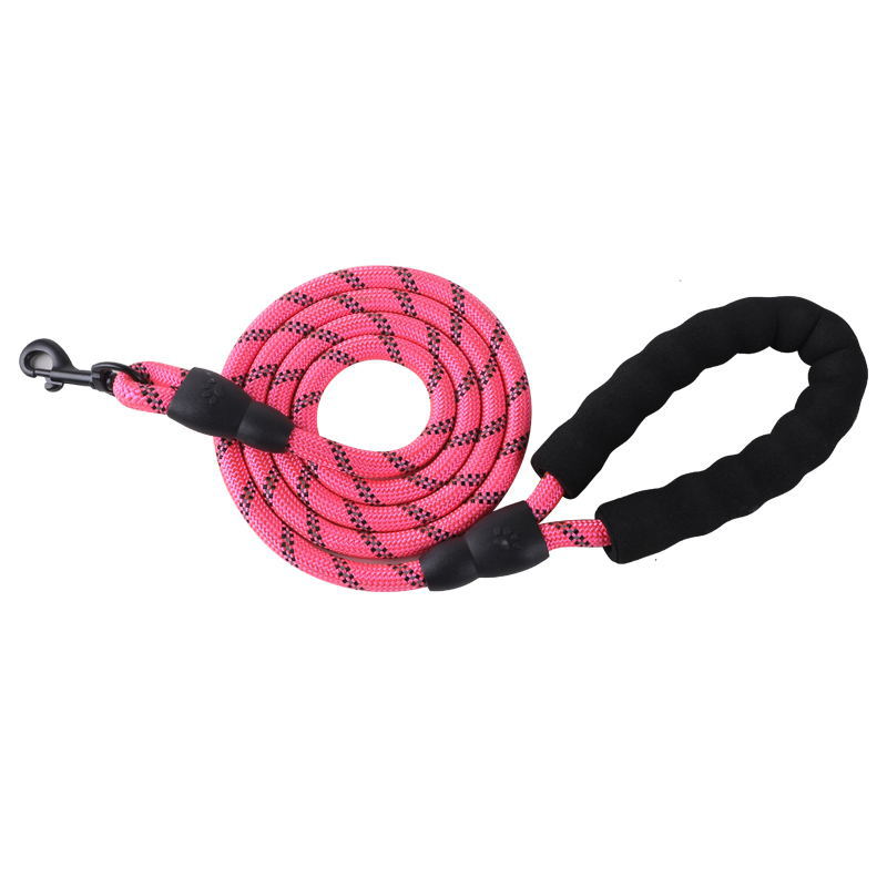 Pet supplies reflective leash, multi-colored nylon round rope, large and medium-sized explosion-proof dog leash, foam handle leash
