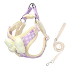 New style pet leash with bow, checkered pattern, Korean style, specially designed for small dogs, explosion-proof.