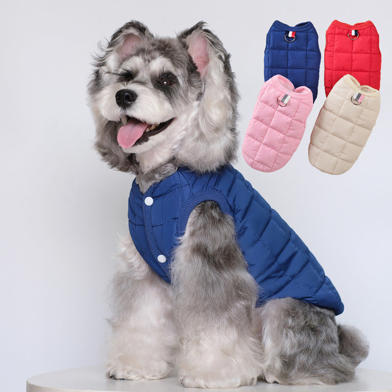 Simple pet clothes for dogs and cats, cotton-padded coats for Teddy, small dogs, and Maltese, autumn and winter styles.